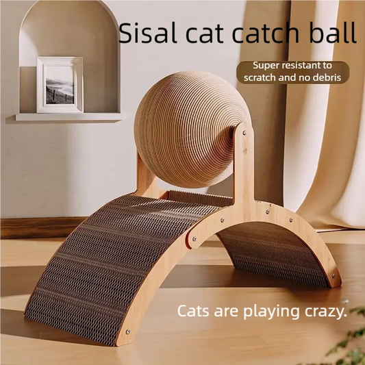 Wooden Cat Ball Scratch Toy